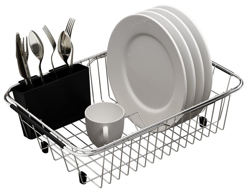 TESOT Adjustable Over Sink Dish Rack Stainless Steel Dish Drying Rack On Counter or in Sink, Rustproof - Image 5